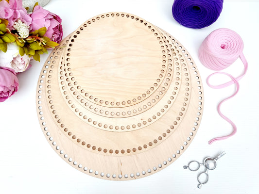 Circular wooden base 35 cm / 13.77 inch for crochet, coiled or Macrame basket