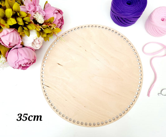Circular wooden base 35 cm / 13.77 inch for crochet, coiled or Macrame basket