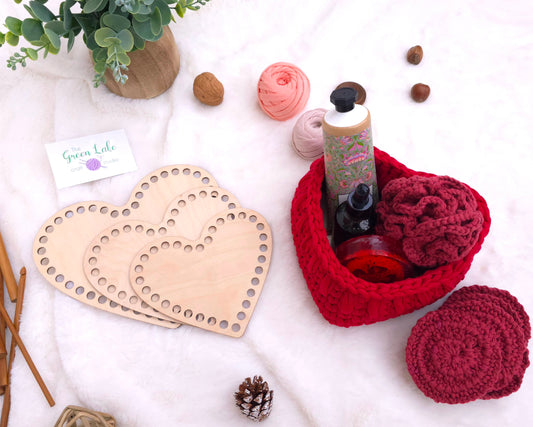 Heart wooden base for crochet, coiled or Macrame basket