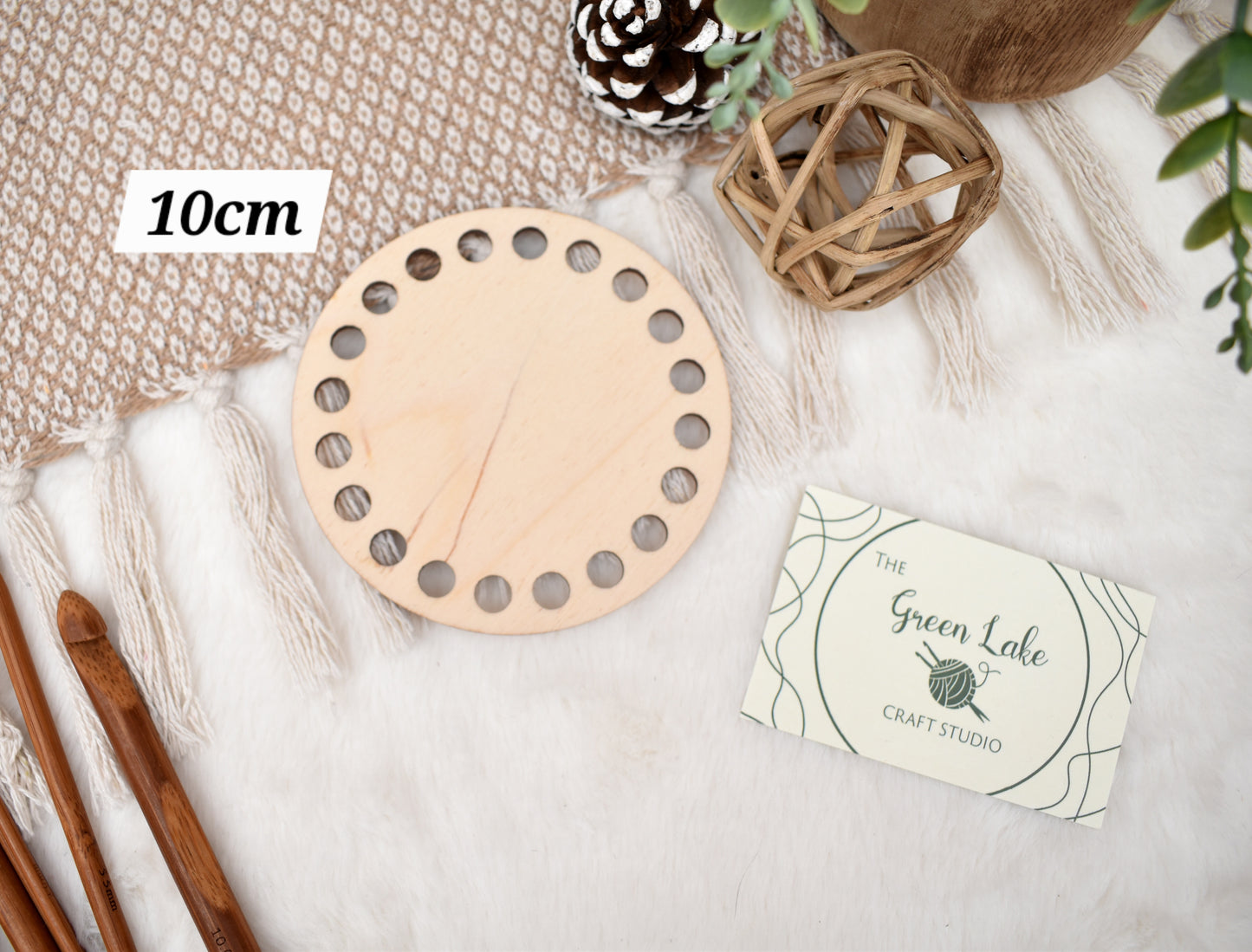 Circular wooden base different sizes with 8mm holes for crochet or Macrame baskets