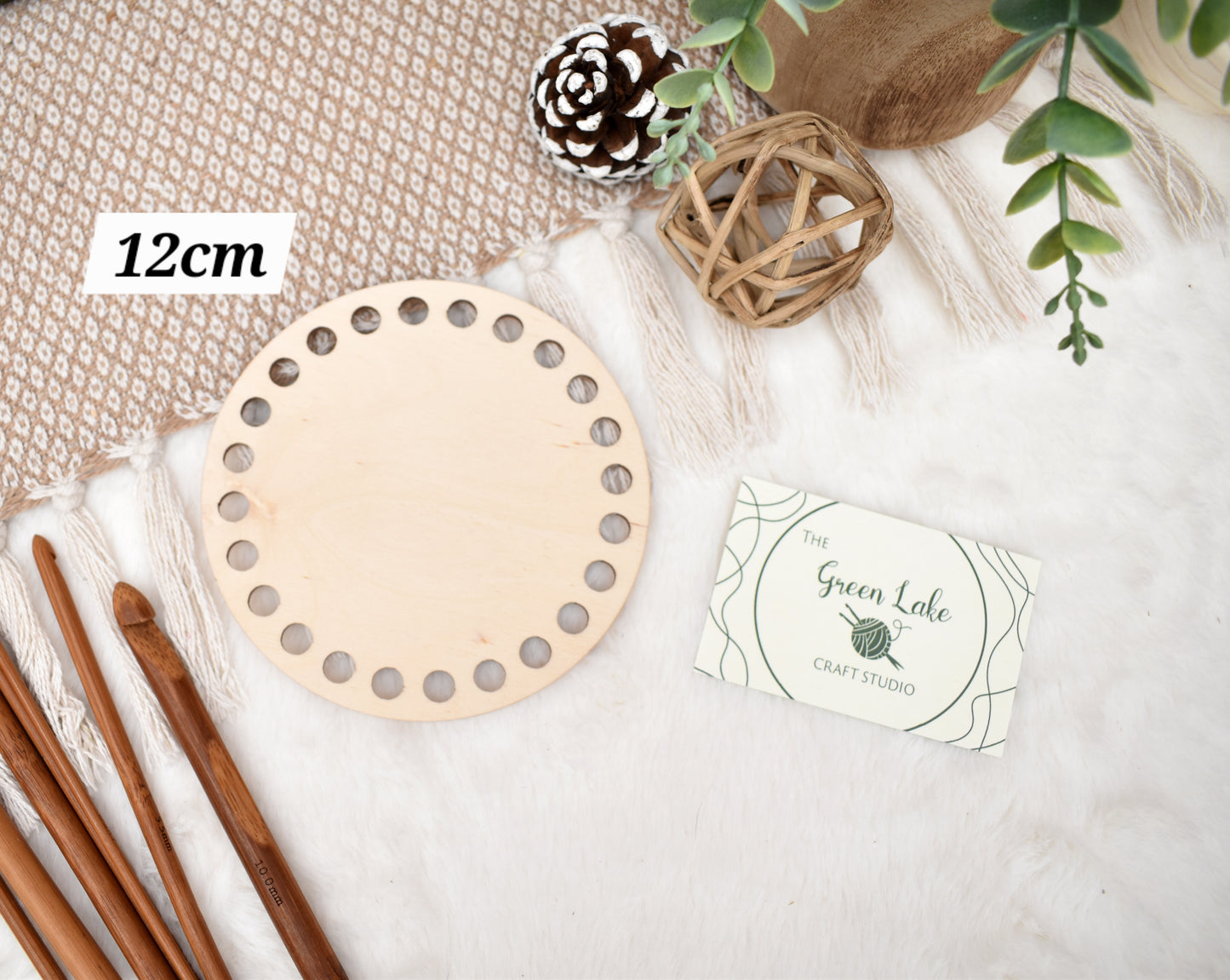 Circular wooden base different sizes with 8mm holes for crochet or Macrame baskets