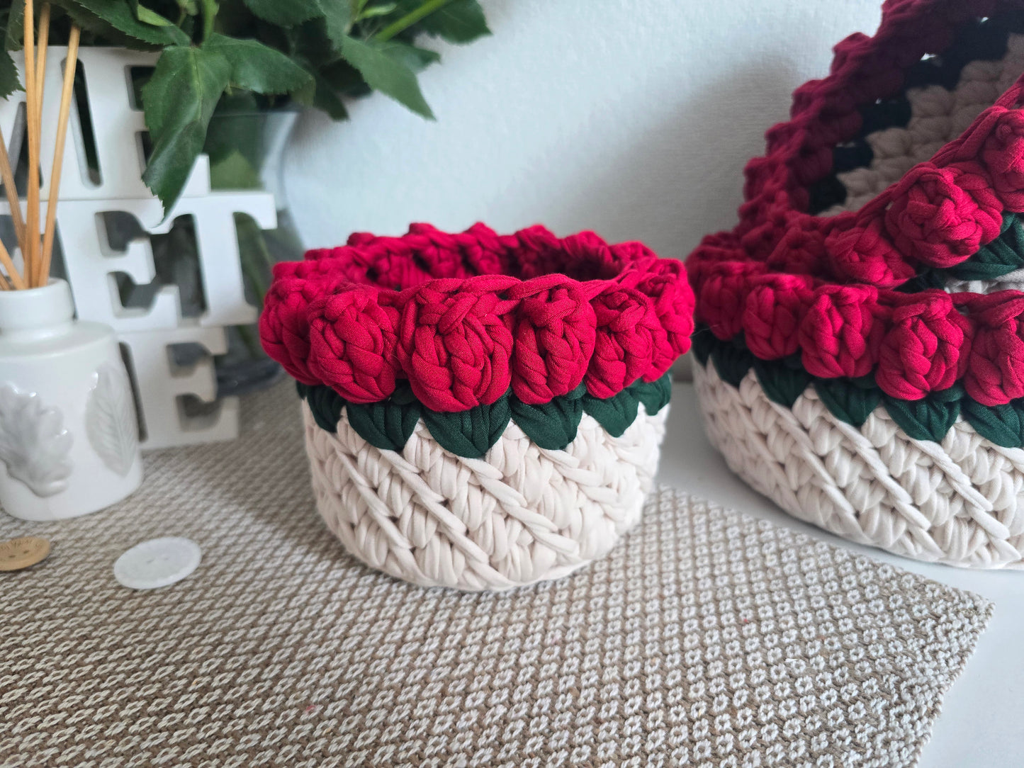 Rose Crochet Basket PDF Pattern