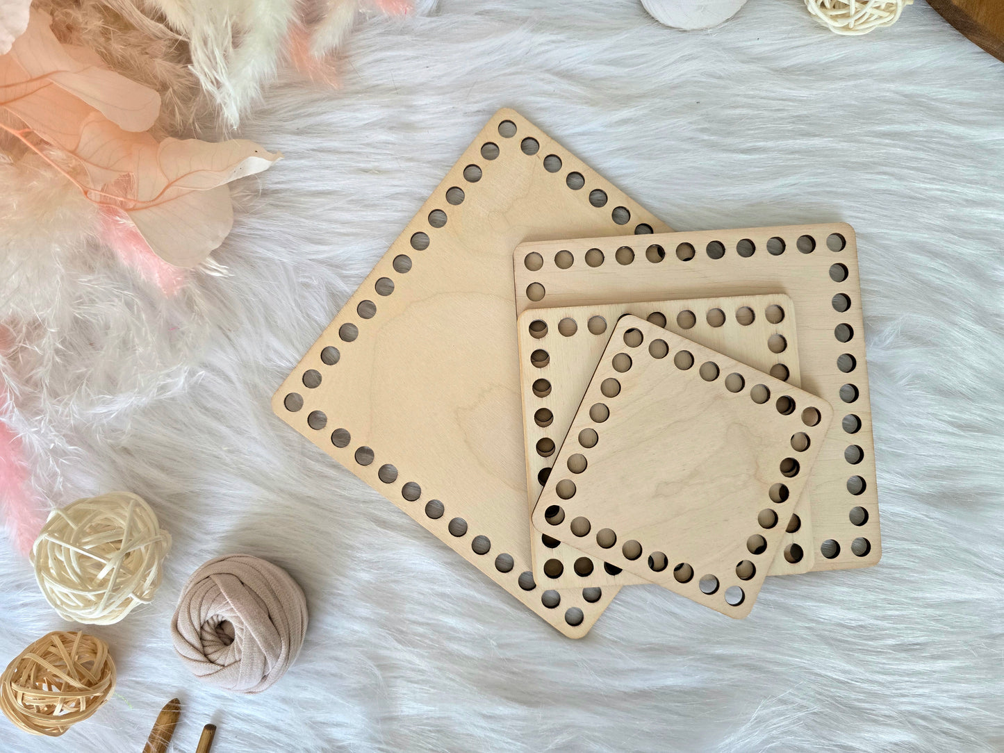 Square Wooden Bases for crochet, coiled or Macrame basket