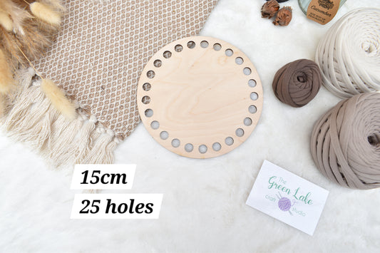 Circular wooden bases with 10mm holes for crochet, coiled or Macrame basket