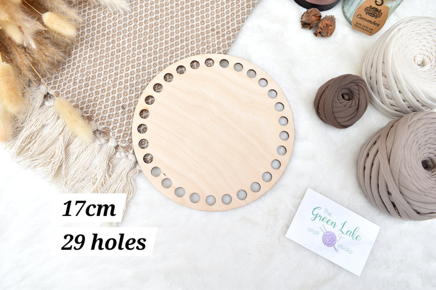 Circular wooden bases with 10mm holes