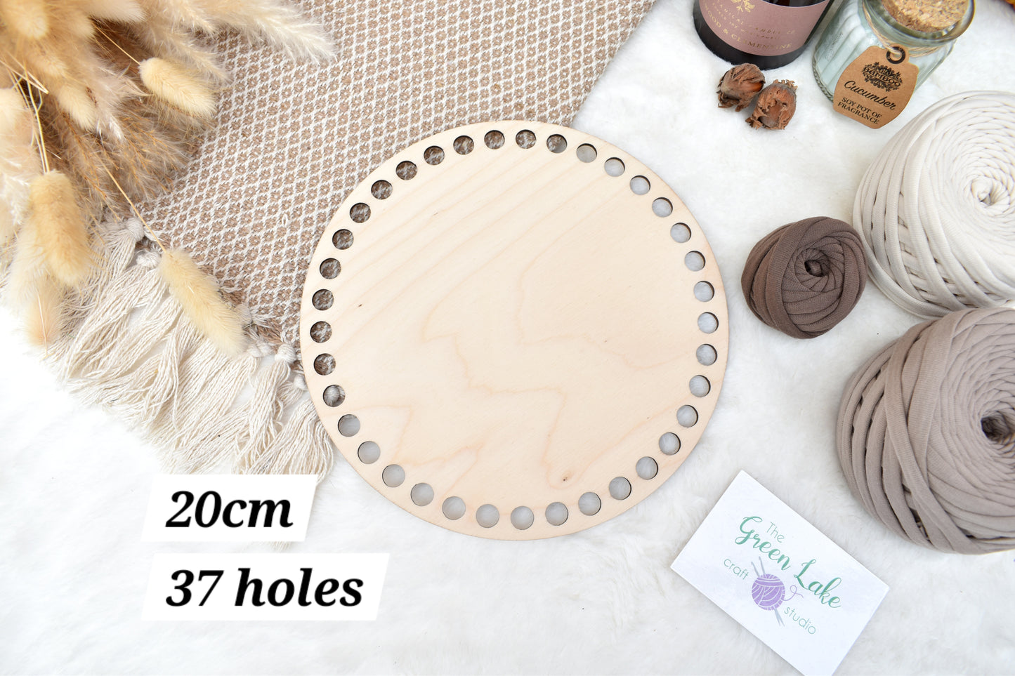 Circular wooden bases with 10mm holes