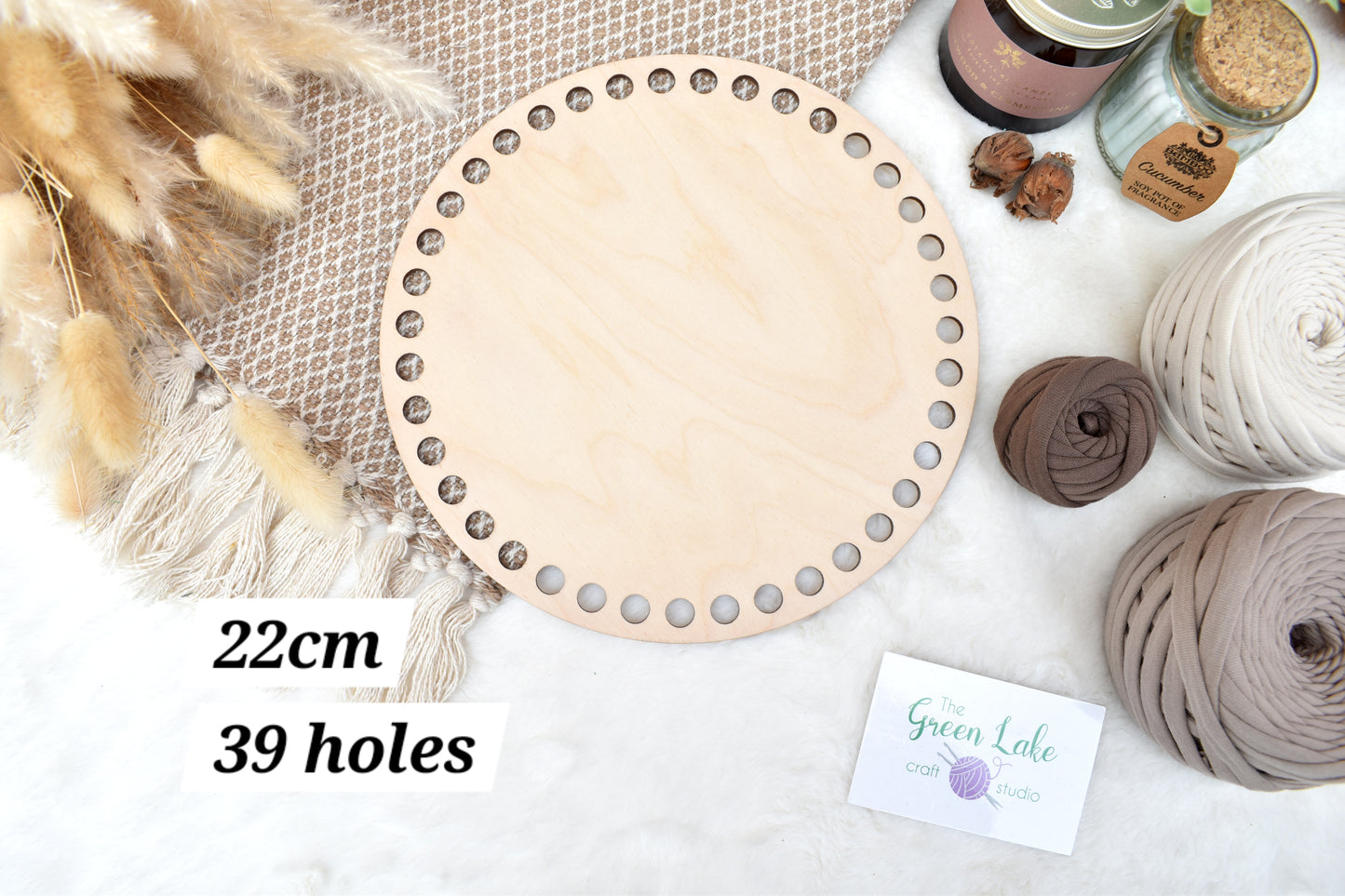 Circular wooden bases with 10mm holes