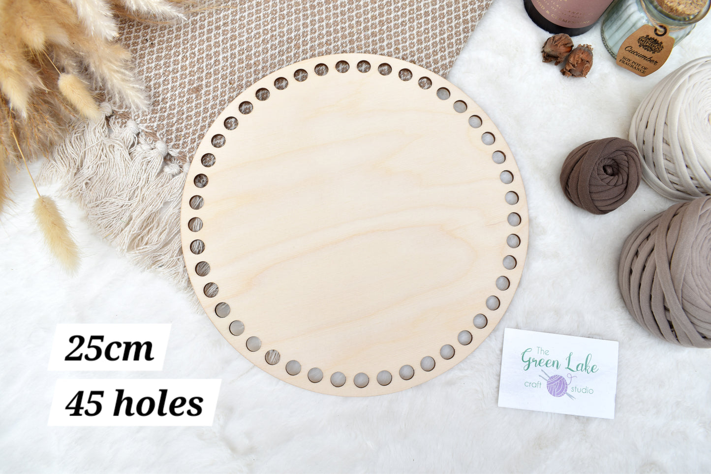 Circular wooden bases with 10mm holes