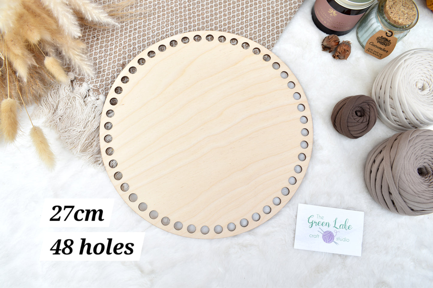 Circular wooden bases with 10mm holes
