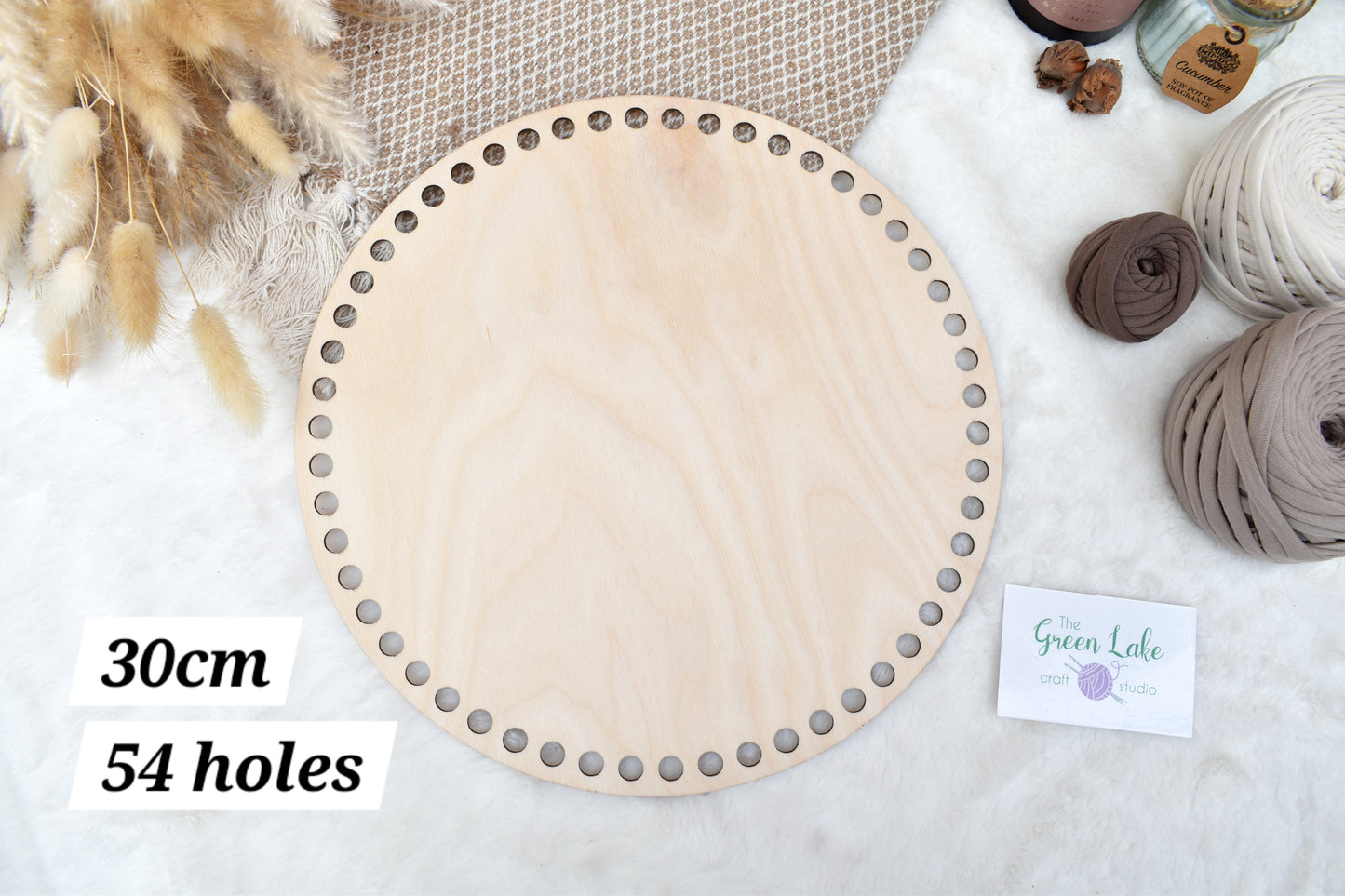 Circular wooden bases with 10mm holes