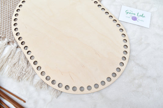 Large 35x25cm oval wooden base with 10mm hole size for crochet, macrame or coiled baskets