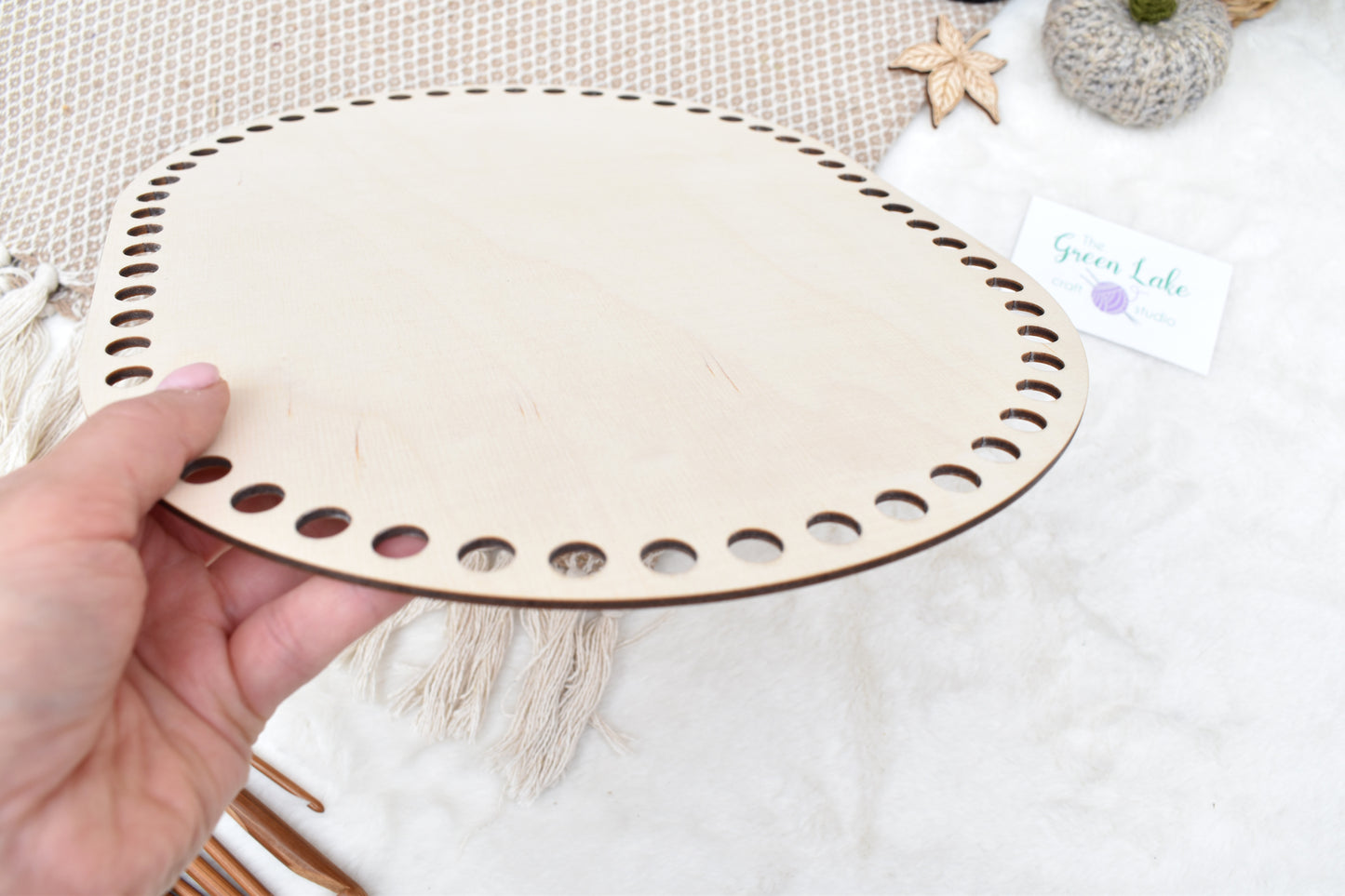 Large 35x25cm rounded rectangle wooden base with 10mm holes