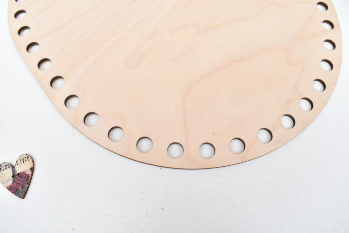 Large 30x25cm oval wooden base with 10mm hole size for crochet, macrame or coiled baskets