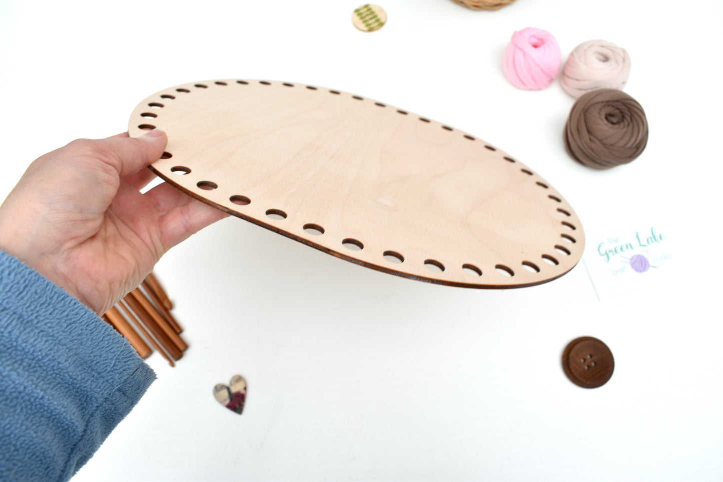 Large 30x25cm oval wooden base with 10mm hole size for crochet, macrame or coiled baskets