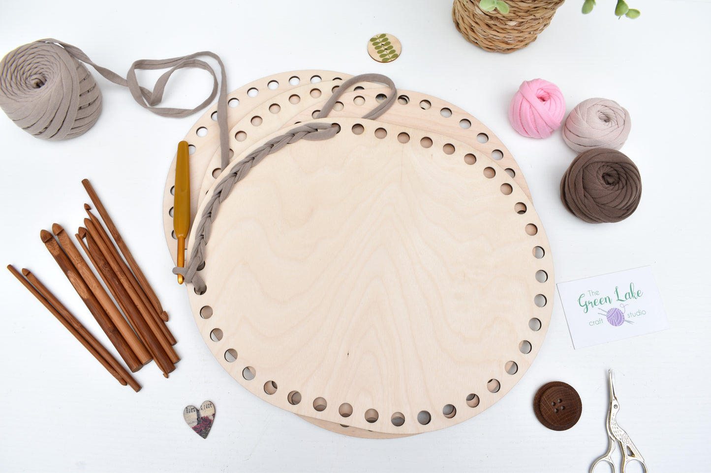 Large 30x25cm oval wooden base with 10mm hole size for crochet, macrame or coiled baskets