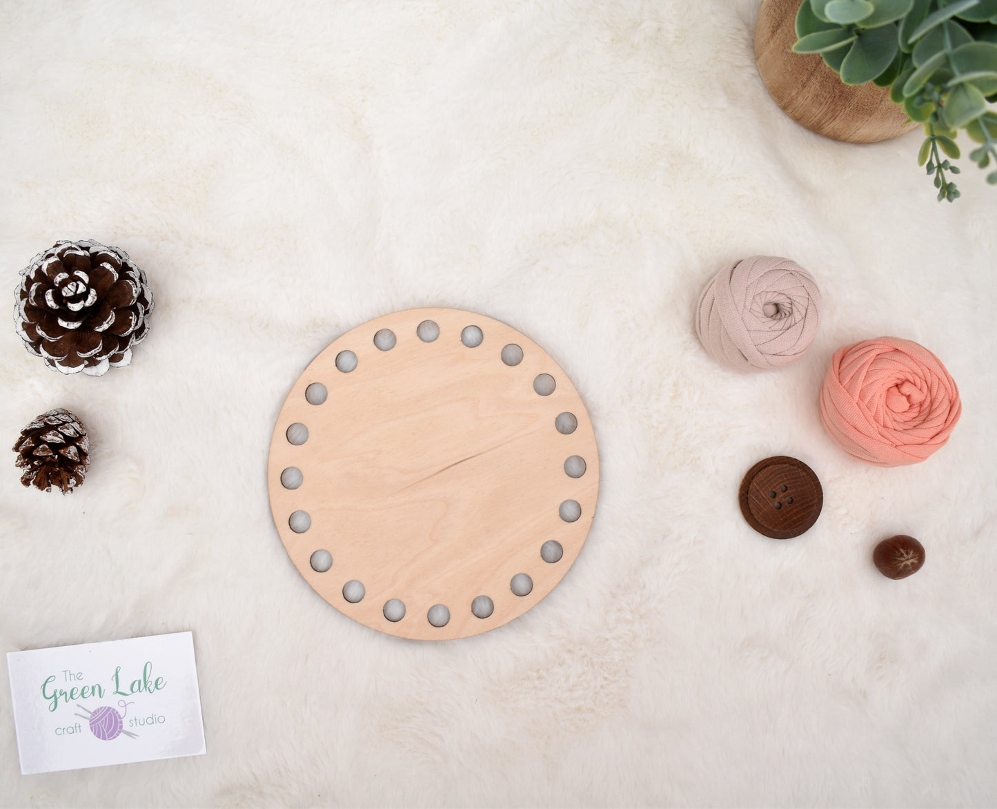 Circular wooden bases with 10mm hole size and 10mm spacing for crochet, coiled or Macrame basket