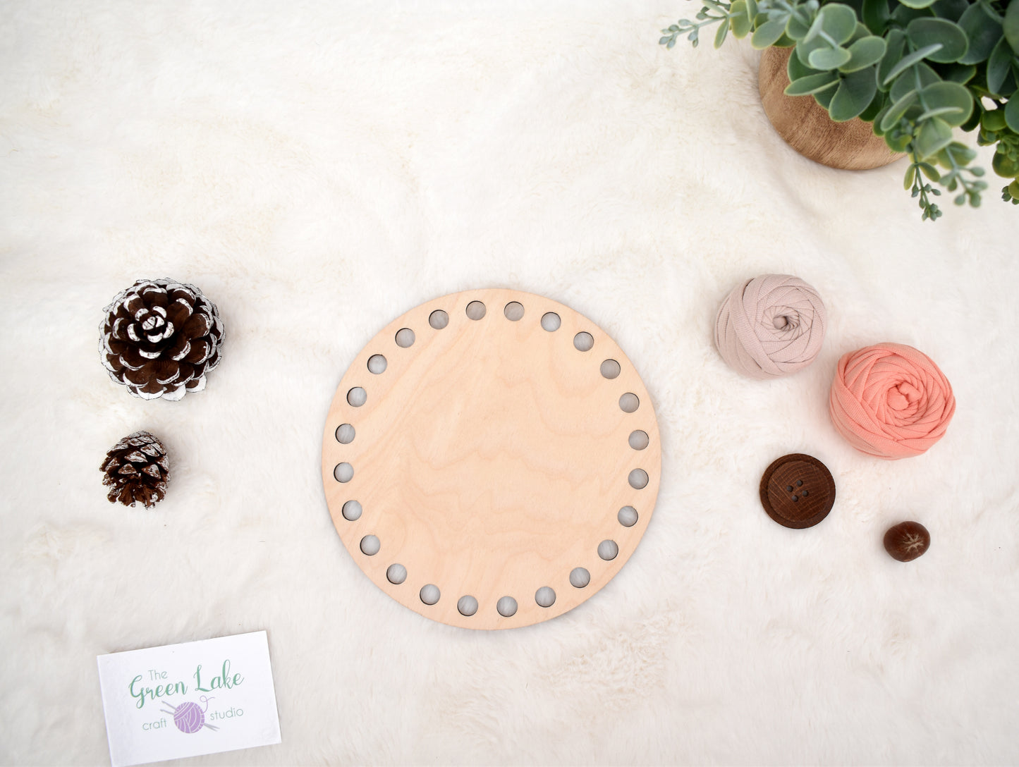 Circular wooden bases with 10mm hole size and 10mm spacing for crochet, coiled or Macrame basket