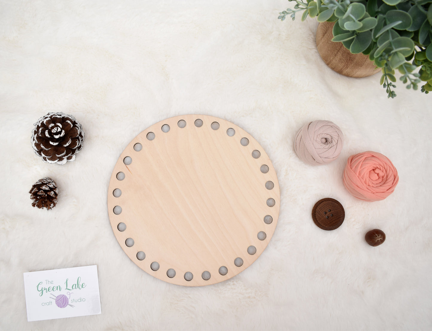 Circular wooden bases with 10mm hole size and 10mm spacing for crochet, coiled or Macrame basket