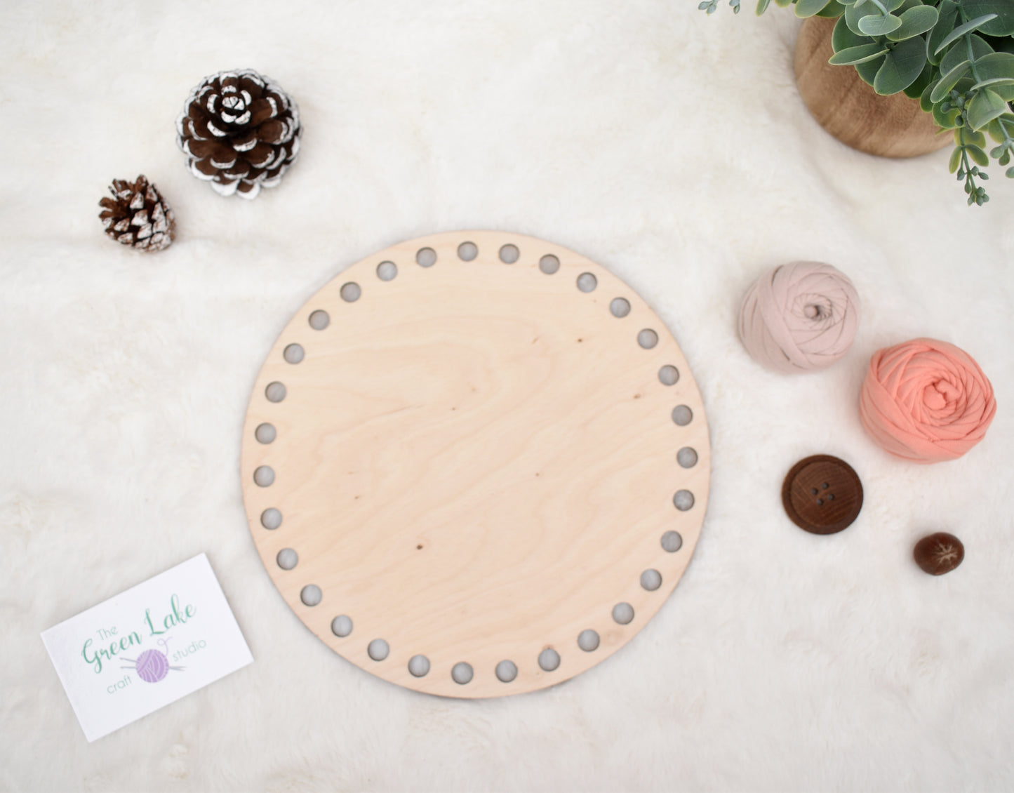 Circular wooden bases with 10mm hole size and 10mm spacing for crochet, coiled or Macrame basket