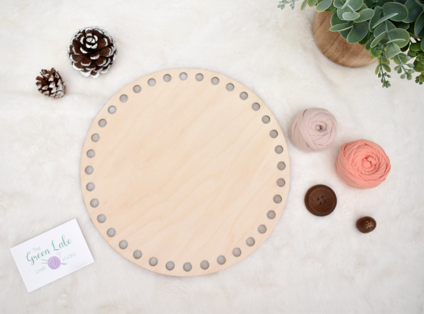 Circular wooden bases with 10mm hole size and 10mm spacing for crochet, coiled or Macrame basket
