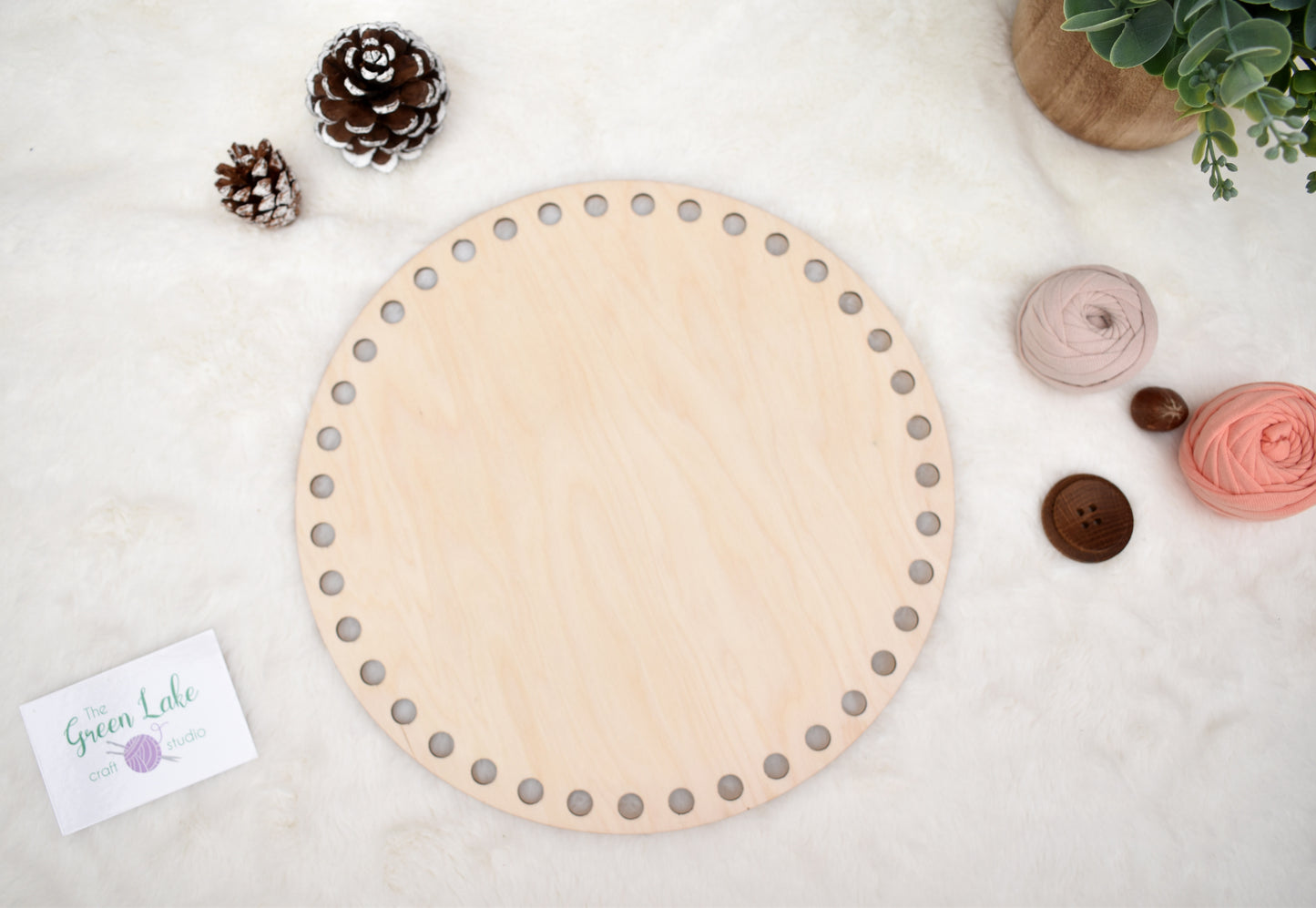 Circular wooden bases with 10mm hole size and 10mm spacing for crochet, coiled or Macrame basket