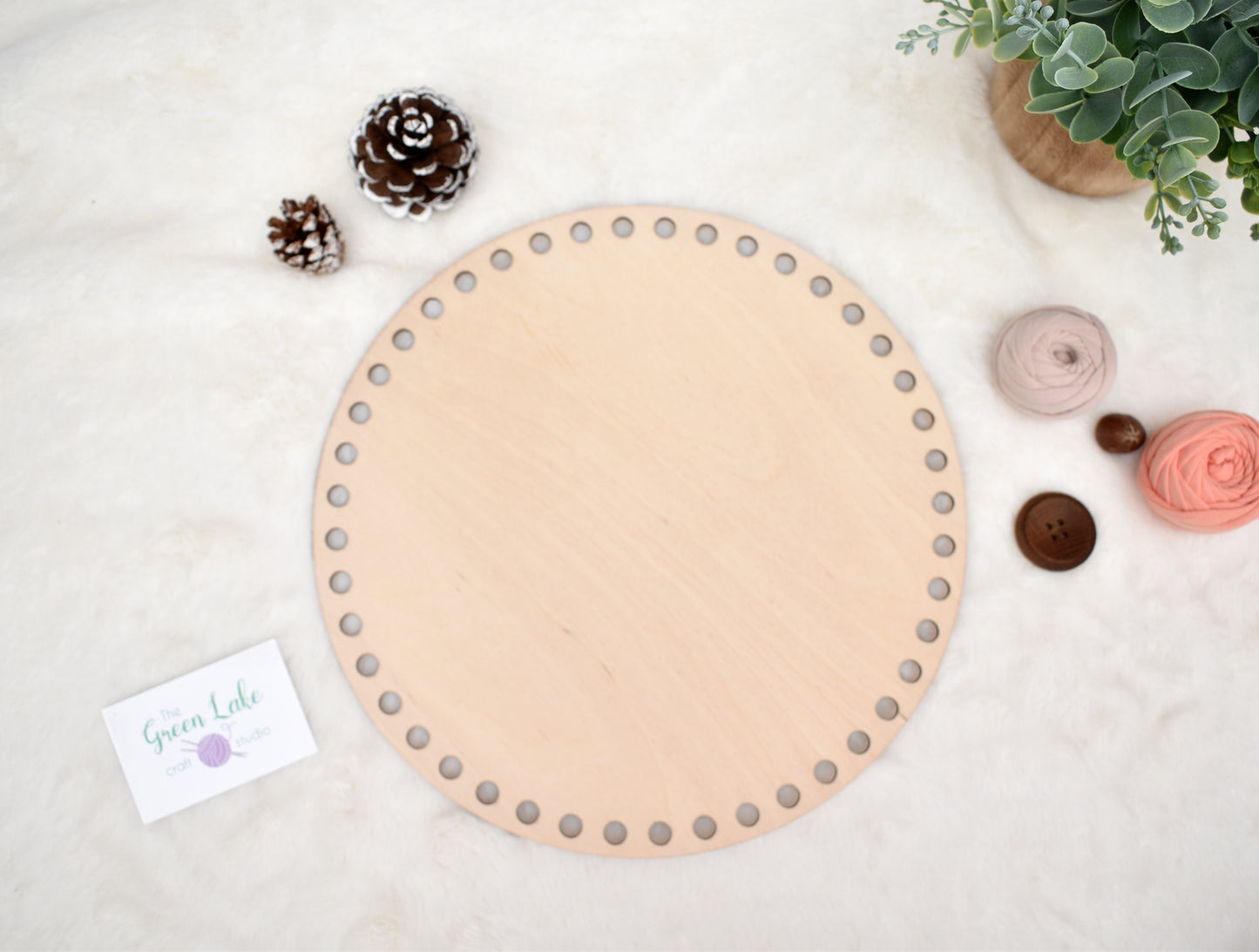 Circular wooden bases with 10mm hole size and 10mm spacing for crochet, coiled or Macrame basket