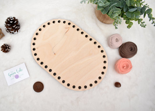 Large 30x20cm oval wooden base with 10mm hole size and 10mm spacing for crochet, macrame or coiled baskets