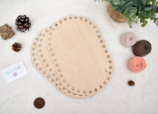 Large 30x20cm oval wooden base with 10mm hole size and 10mm spacing for crochet, macrame or coiled baskets
