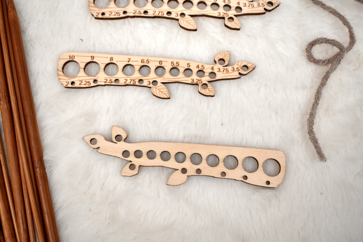Knitting needle gauge branch