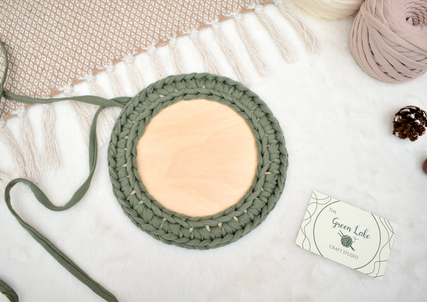 Circular wooden base different sizes with 8mm holes for crochet or Macrame baskets
