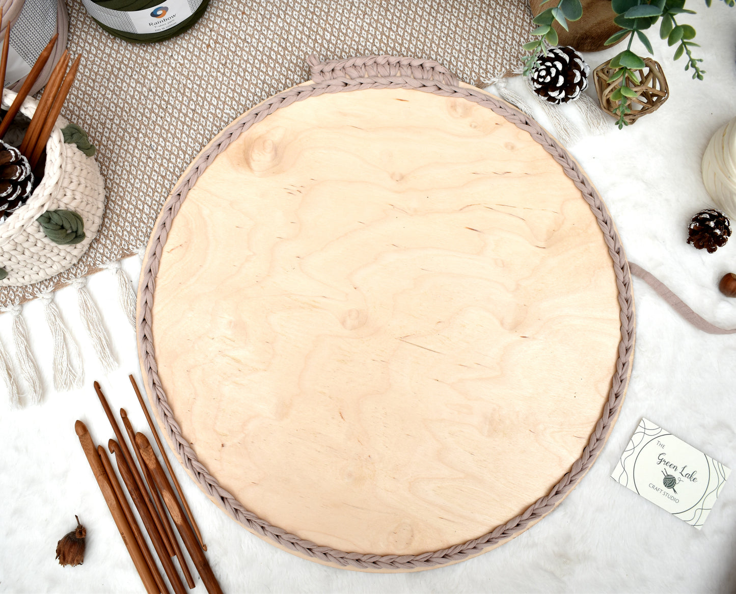 Circular wooden base different sizes with 8mm holes for crochet or Macrame baskets