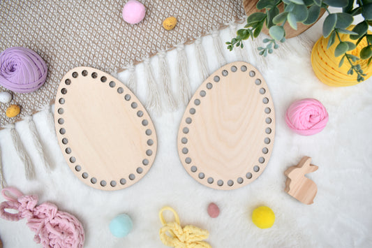 Wooden base for crochet Easter basket Egg shape