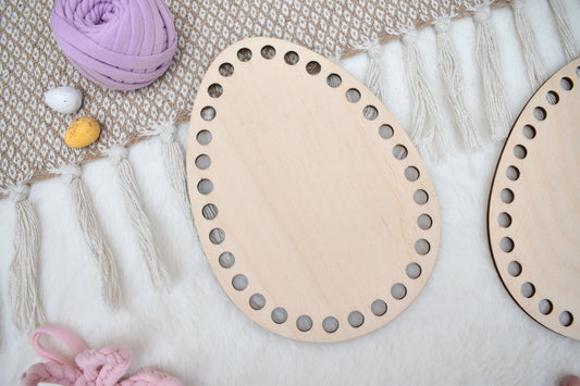 Wooden base for crochet Easter basket Egg shape