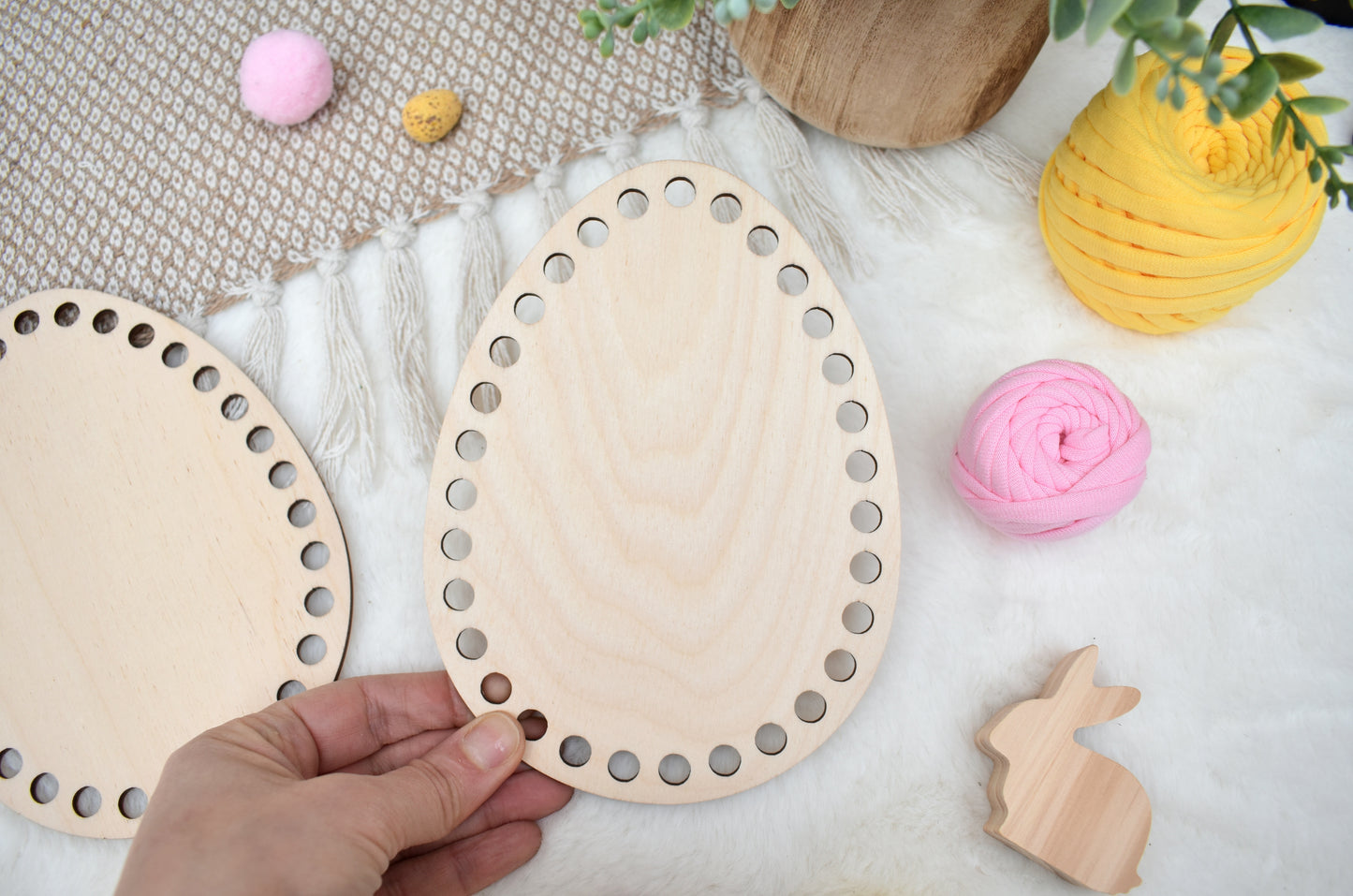 Wooden base for crochet Easter basket Egg shape