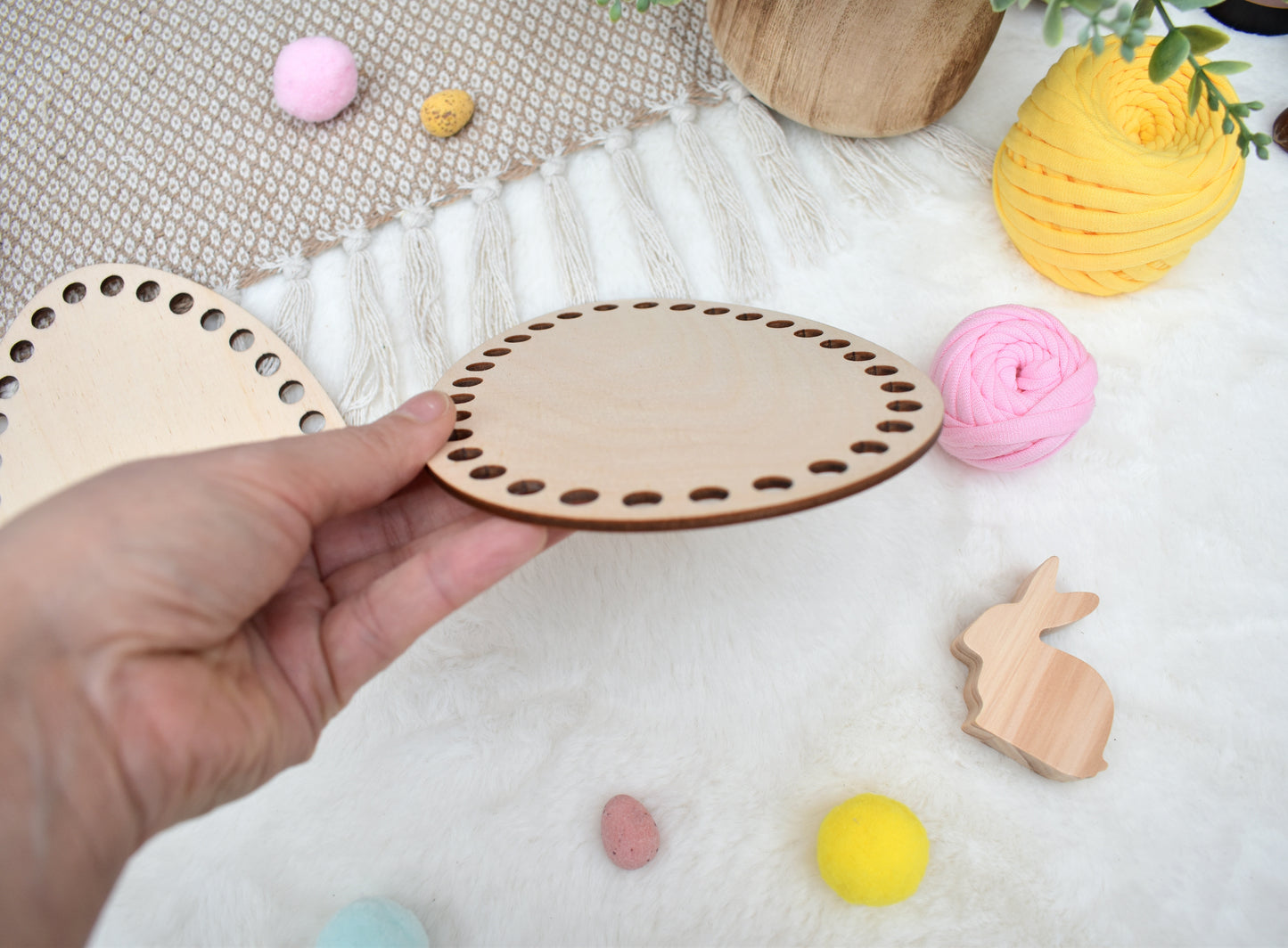 Wooden base for crochet Easter basket Egg shape