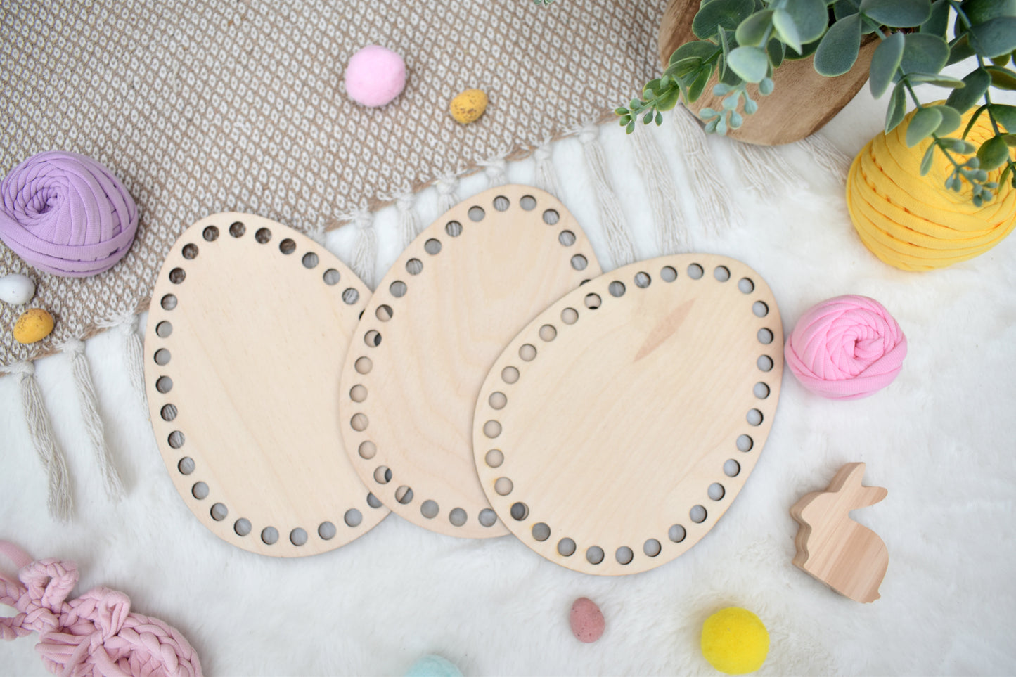 Wooden base for crochet Easter basket Egg shape