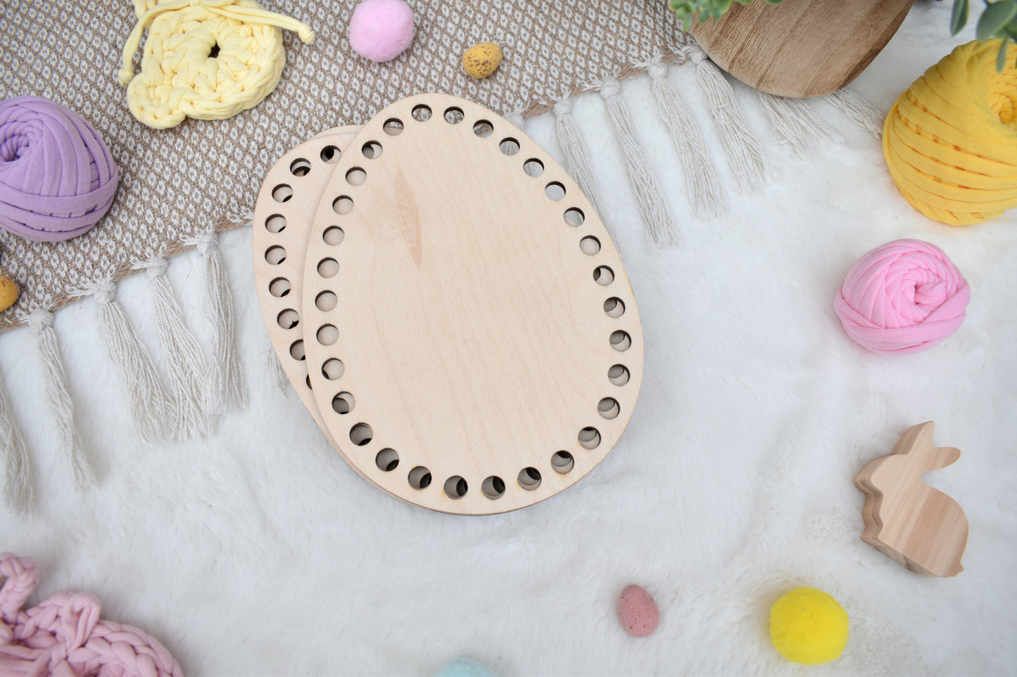 Wooden base for crochet Easter basket Egg shape