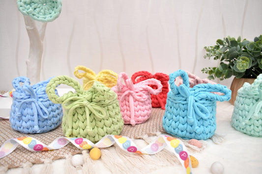 Crochet Easter basket with bunny ears