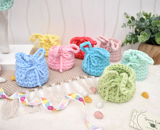 Crochet Easter basket with bunny ears