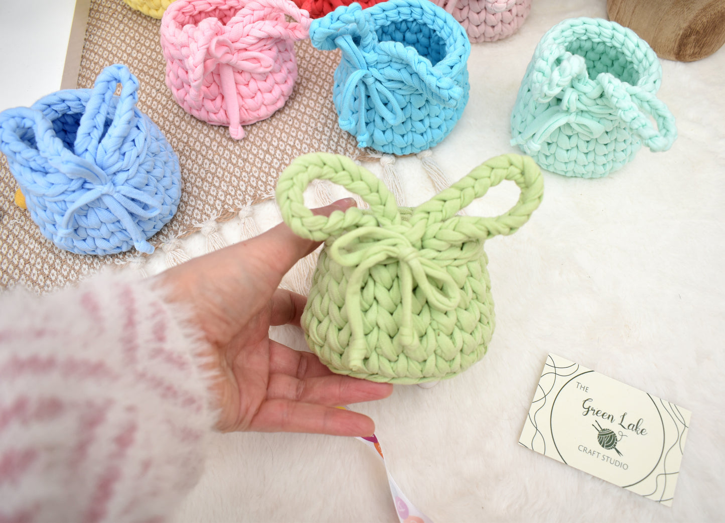 Crochet Easter basket with bunny ears