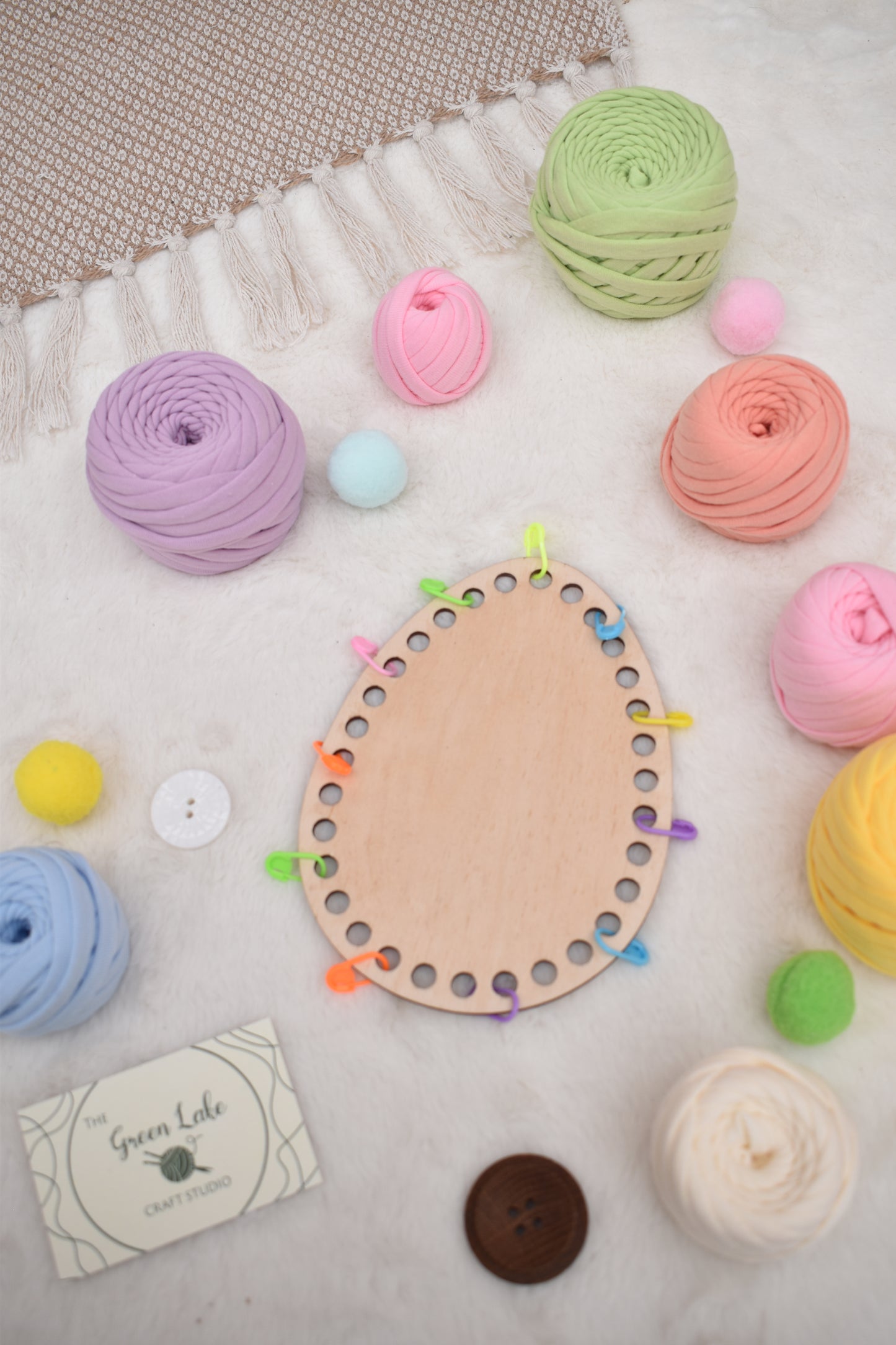 Wooden base for crochet Easter basket Egg shape