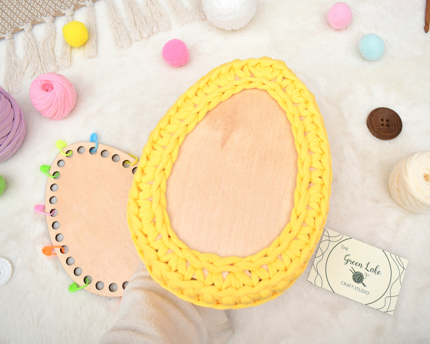 Wooden base for crochet Easter basket Egg shape