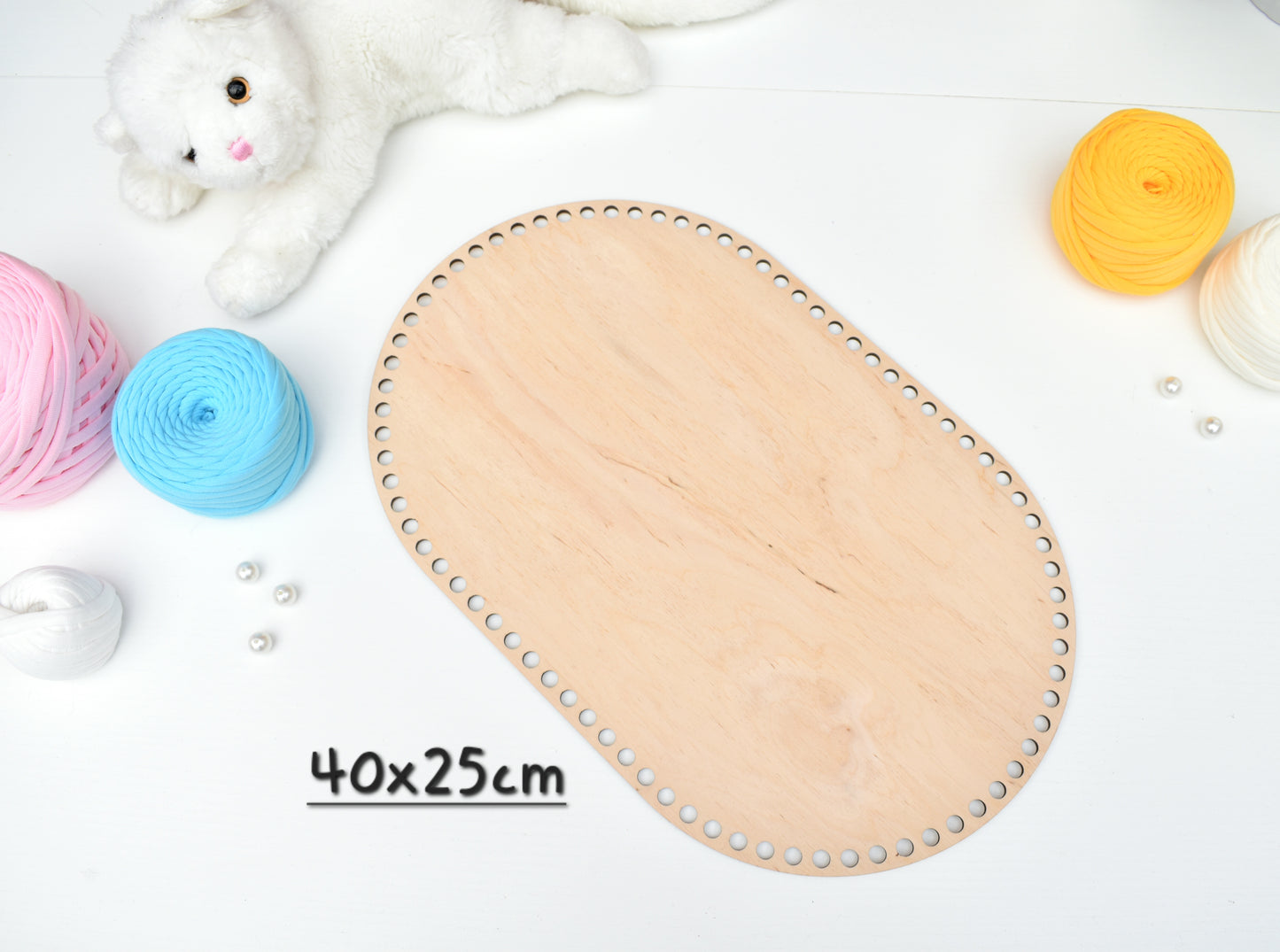 Wide Rounded Rectangular Wooden Base
