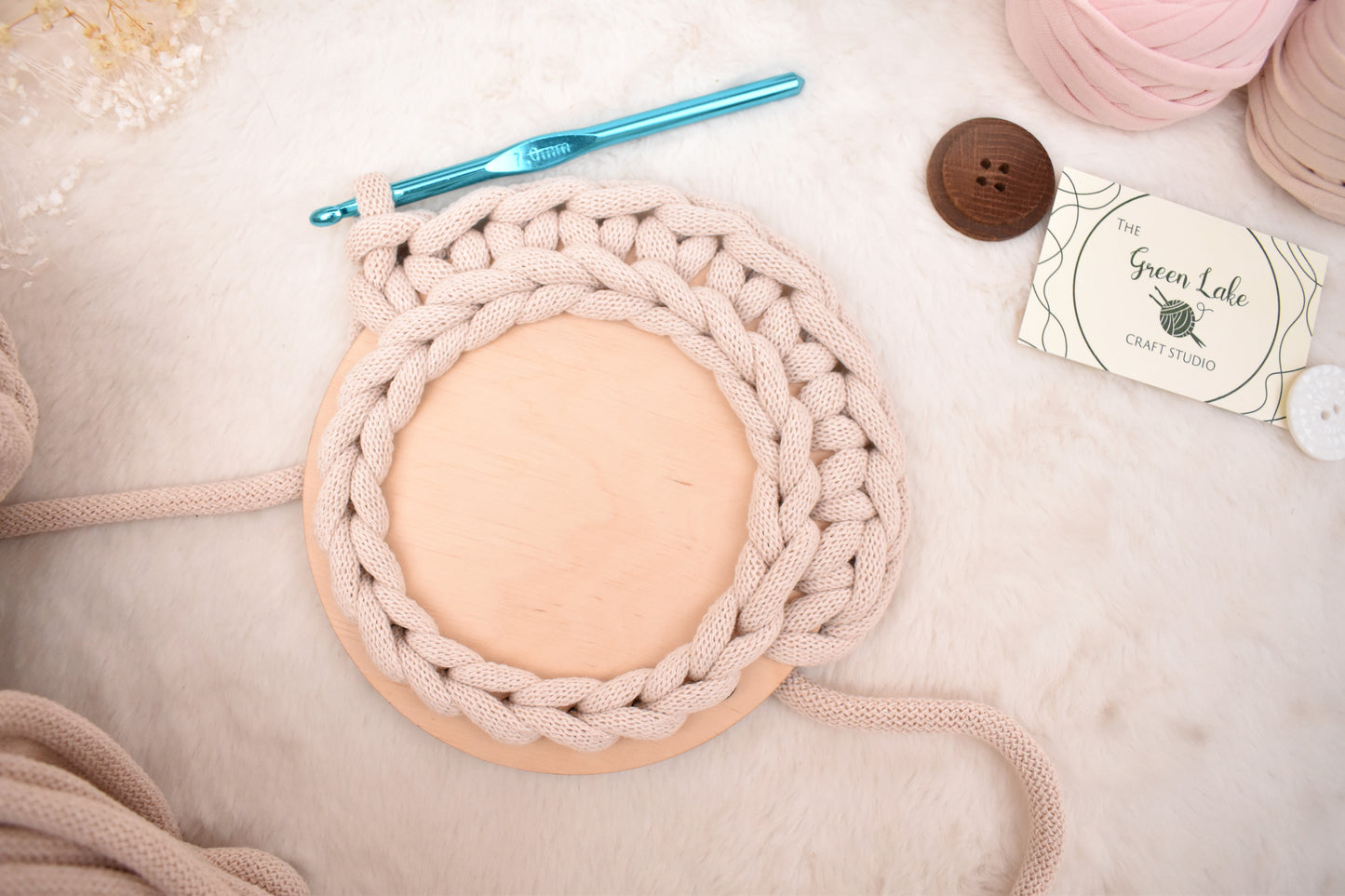 Circular wooden bases with 12mm holes for crochet, coiled or Macrame basket