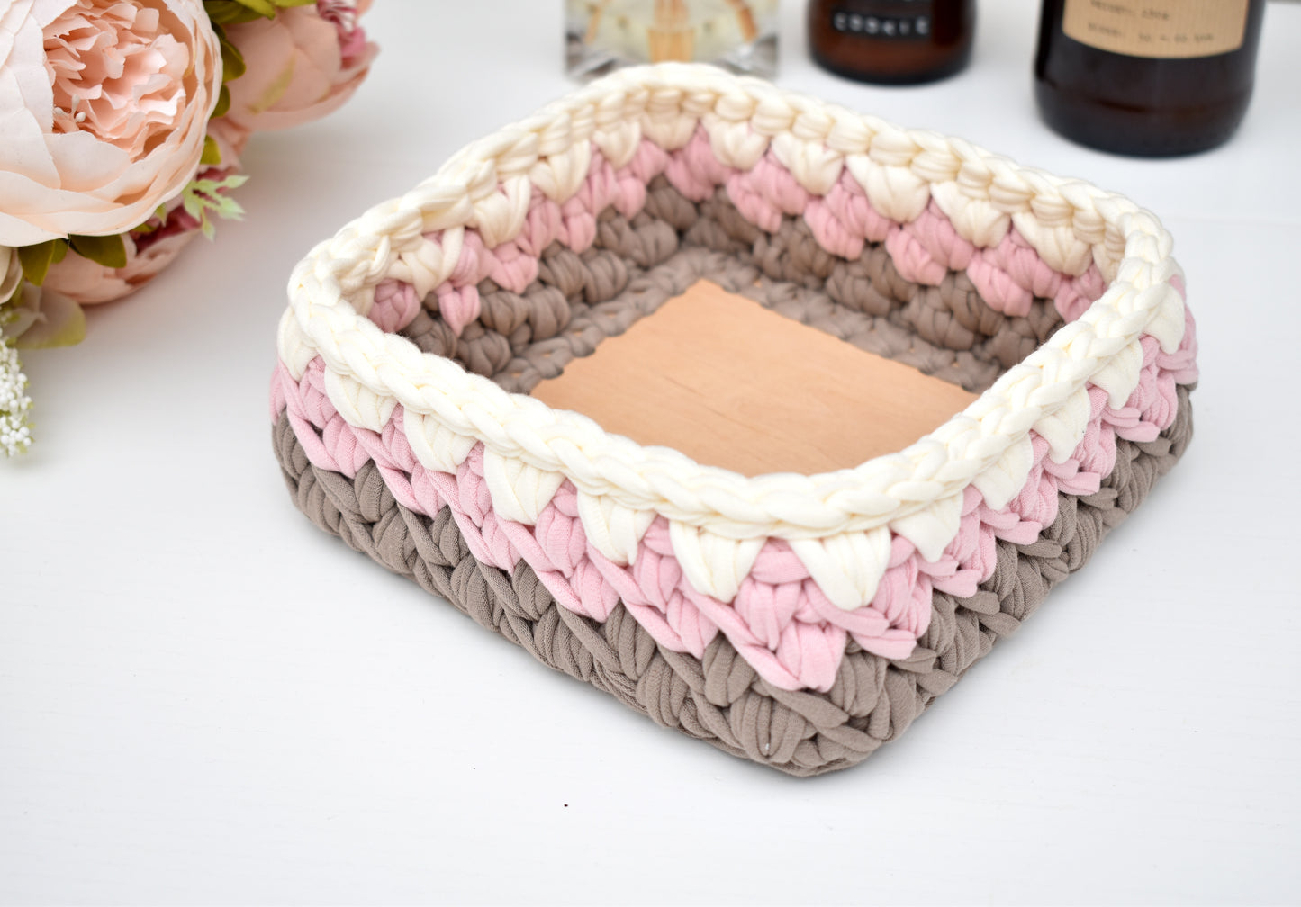 Handmade Square crochet basket