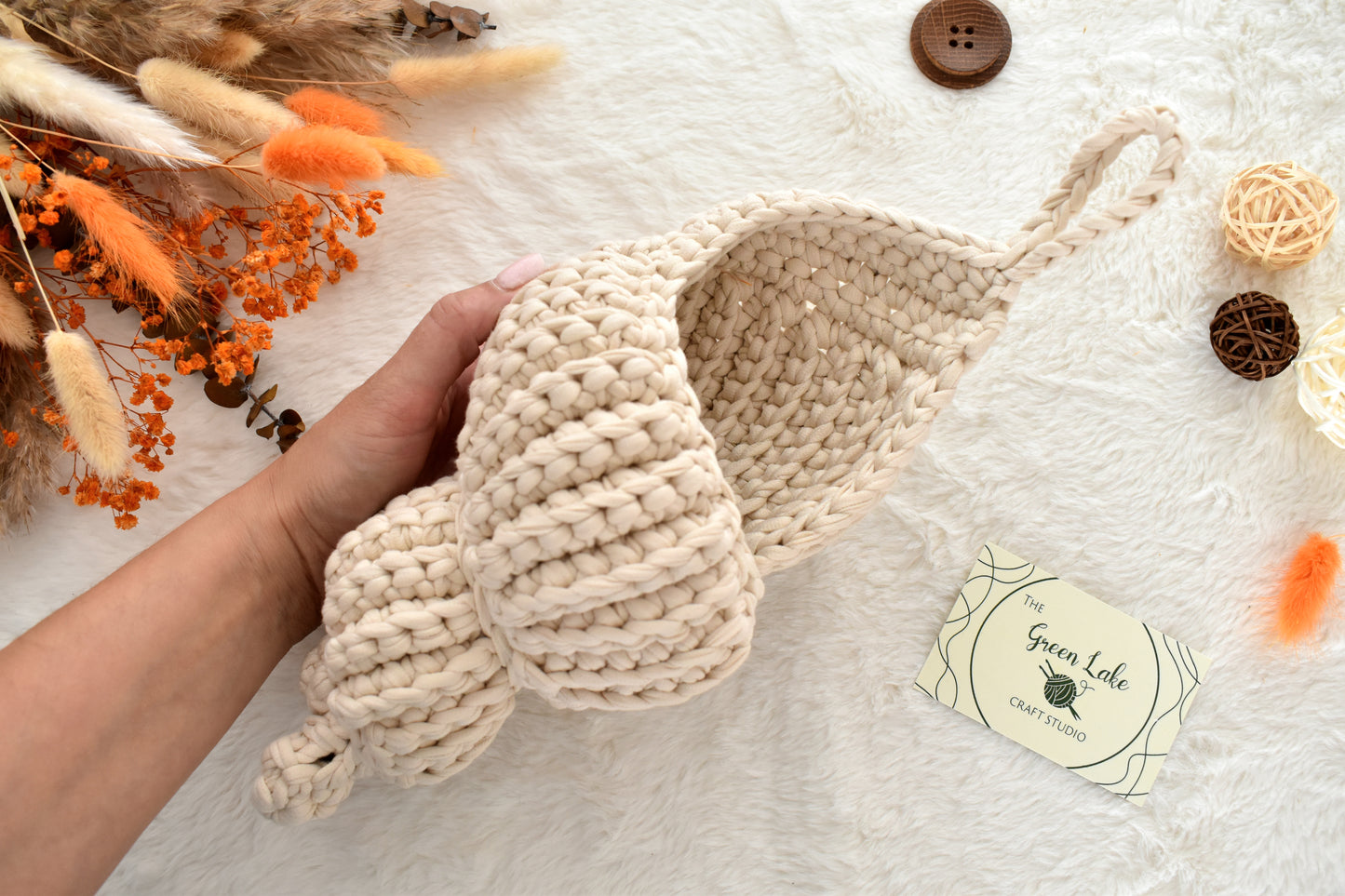 Seashell crochet basket