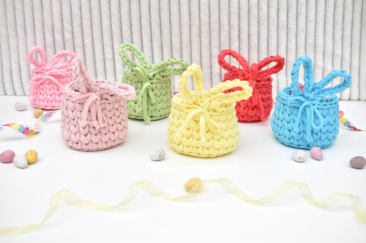 Crochet Easter basket with bunny ears