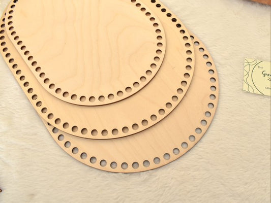 Oval Wooden Base with 8mm hole size for Crochet, Macrame or coiled baskets