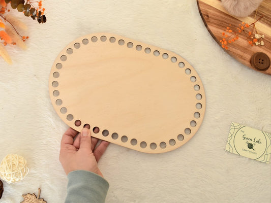 Oval Wooden Base with 12mm hole size for Crochet, Macrame or coiled baskets