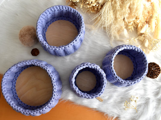Lavender crochet baskets Individual or as a set of 3